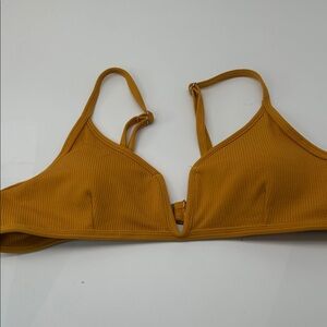 Ribbed V-Neck Bralette in Mustard Yellow